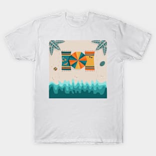 Sandy beach, top view, summer illustration T-Shirt